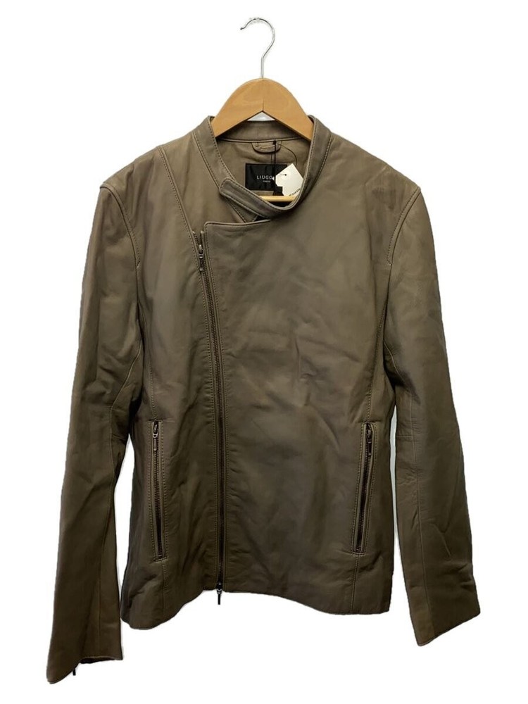 Liugoo Genuine Sheepskin Leather Jacket Blouson Style in Gray
