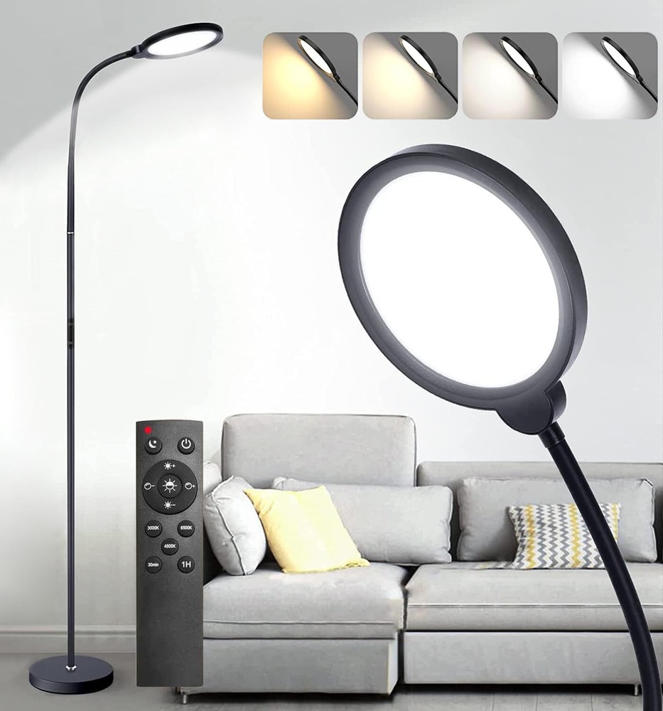 Dimmable Adjustable Gooseneck LED Floor Lamp with Remote Control