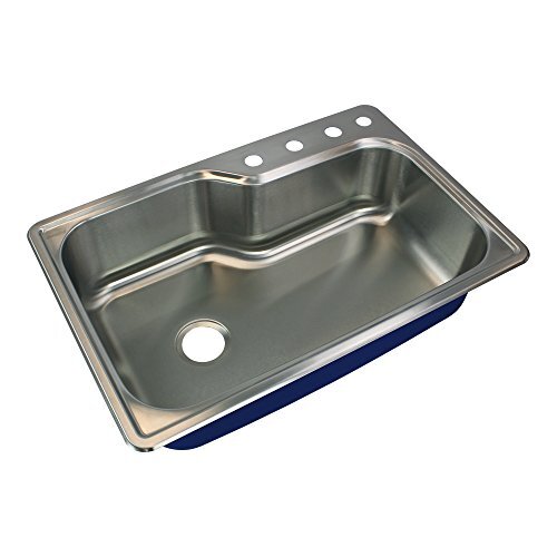 Transolid MTSO33229-4 Meridian 16-Gauge Stainless Steel Single Bowl Drop-In Sink