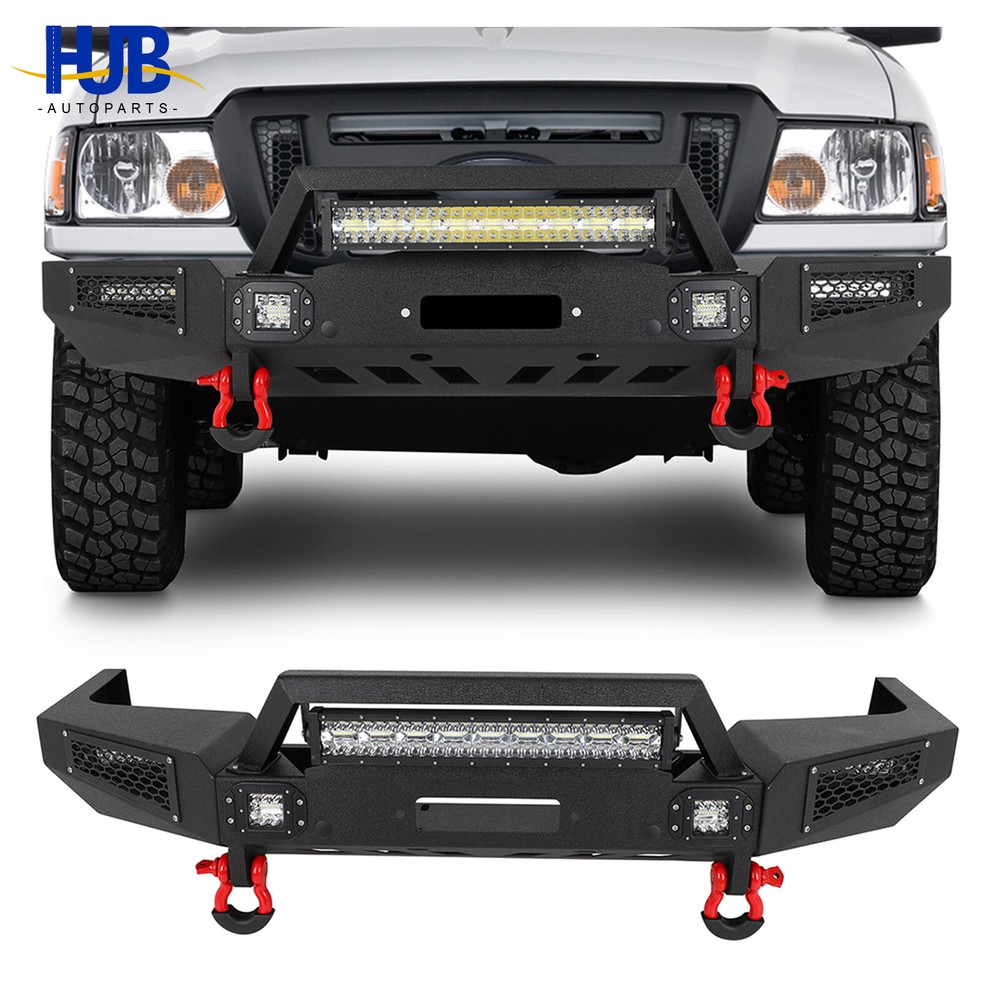 Texture Steel Front Bumper W/Winch Plate & LED Lights For 1998-2011 Ford Ranger