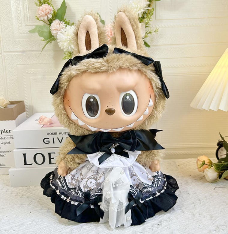 (No Dolls) Compatible with Black Skirt Set for 38CM LABUBU Replace Clothes Dress