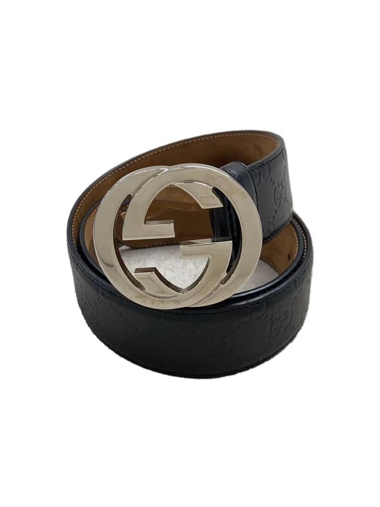 GUCCI GG Supreme Interlocking G Belt for Men in Black Leather 411924