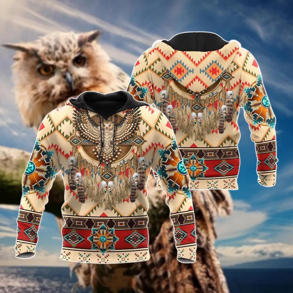 Толстовка с капюшоном Native Culture Pattern Feather Dreamcatcher 3D All Over 3D - все напечатано