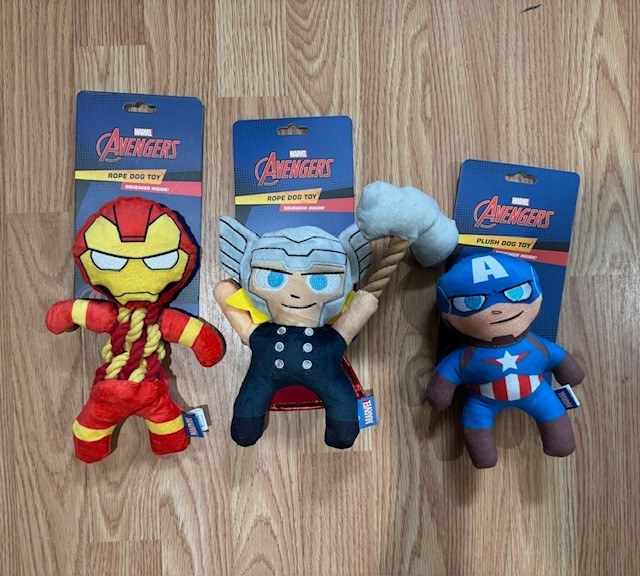 3x Disney Marvel Avengers Dog Toy Plush Captain America Ironman Thor Rope/101b