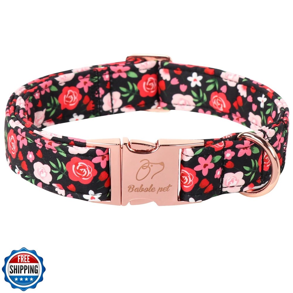 Cute Floral Rose Dog Collar for Small Pets - Soft & Stylish