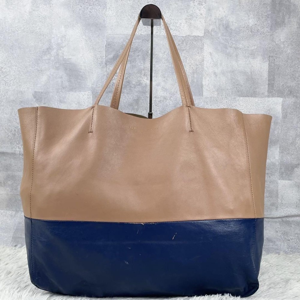 Celine Bicolor Leather A4 Tote Bag Horizontal Design  