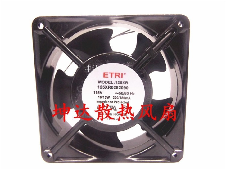 1 pcs  ETRI Fan 125XR0282090  AC 115V 120*120*38MM  2 wire Aluminum frame fan /