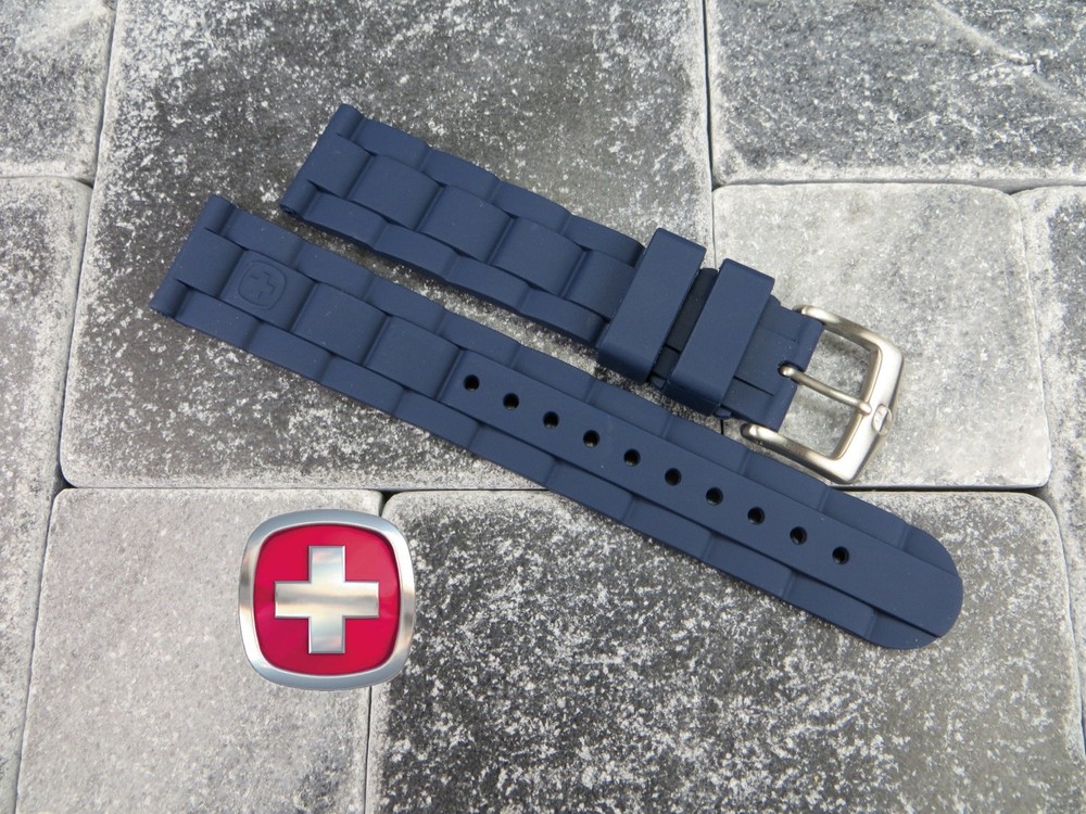 New Victorinox Swiss Army Genuine Rubber Strap Navy Blue Diver Band 20mm 19mm C
