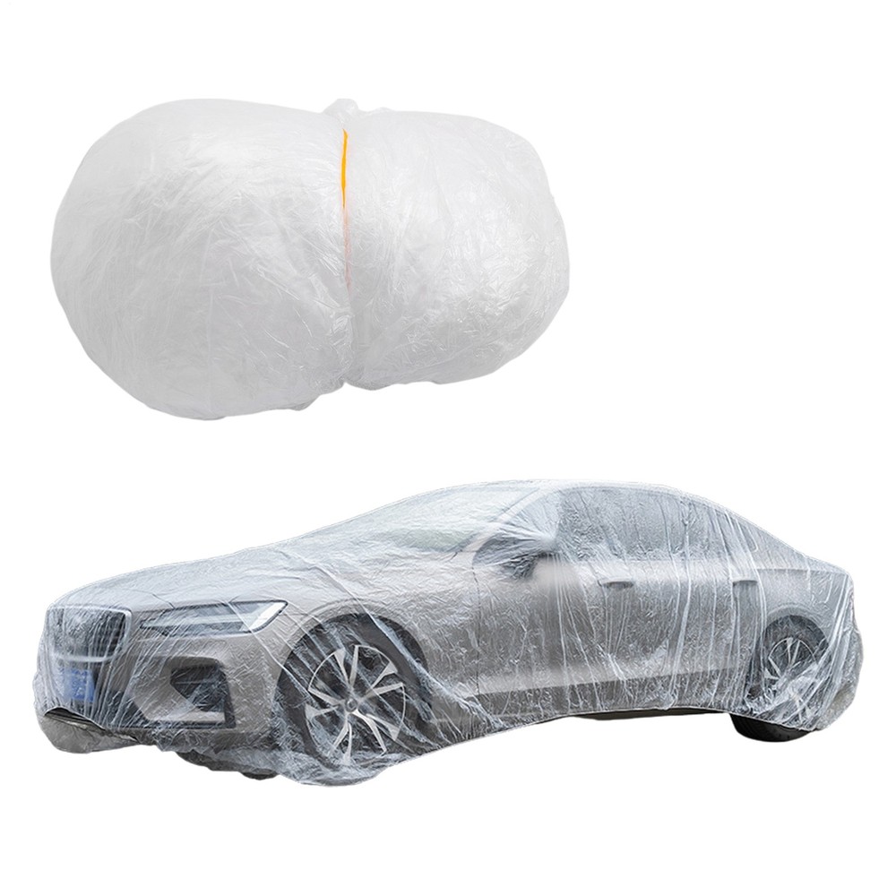 Disposable Car Cover Clear Plastic Car Cover Universal Car Rain Dust Proof Cover