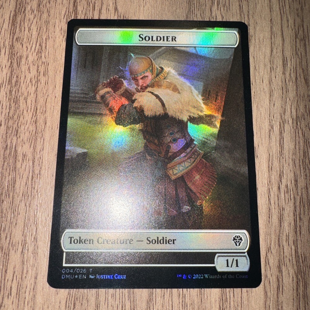 Mtg DMU Soldier And Elemental Double Sided Foil Token NM-image