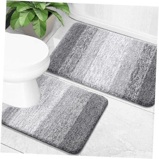 Bathroom Rug Set 2 Piece, Soft Absorbent Microfiber Bath Mats and U-Shaped