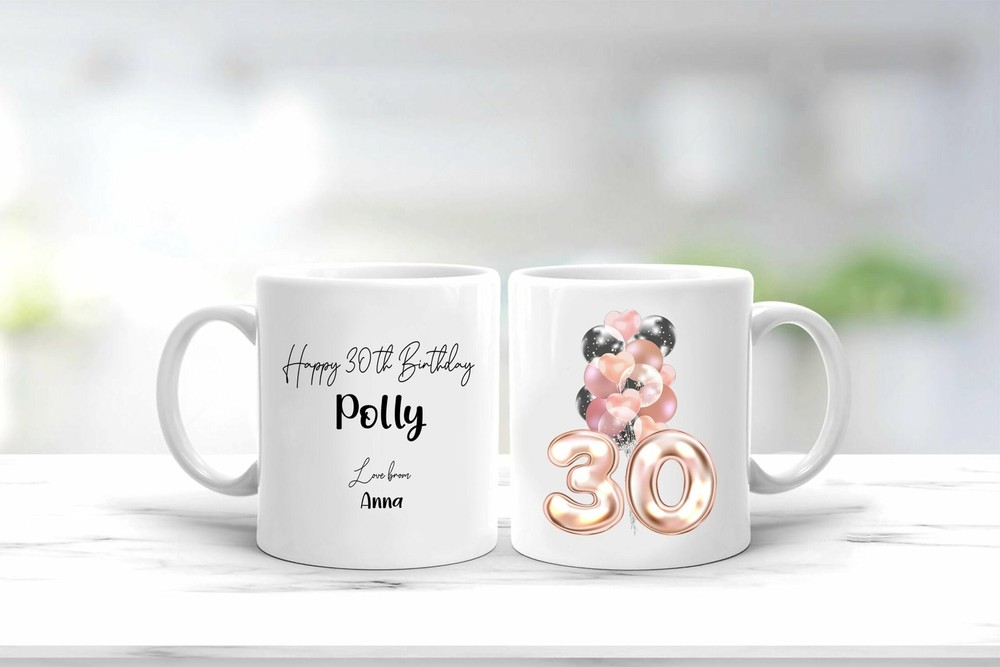 Personalized Mug Birthday Mug Personalized Birthday Mug Blush Pink Balloon Mug
