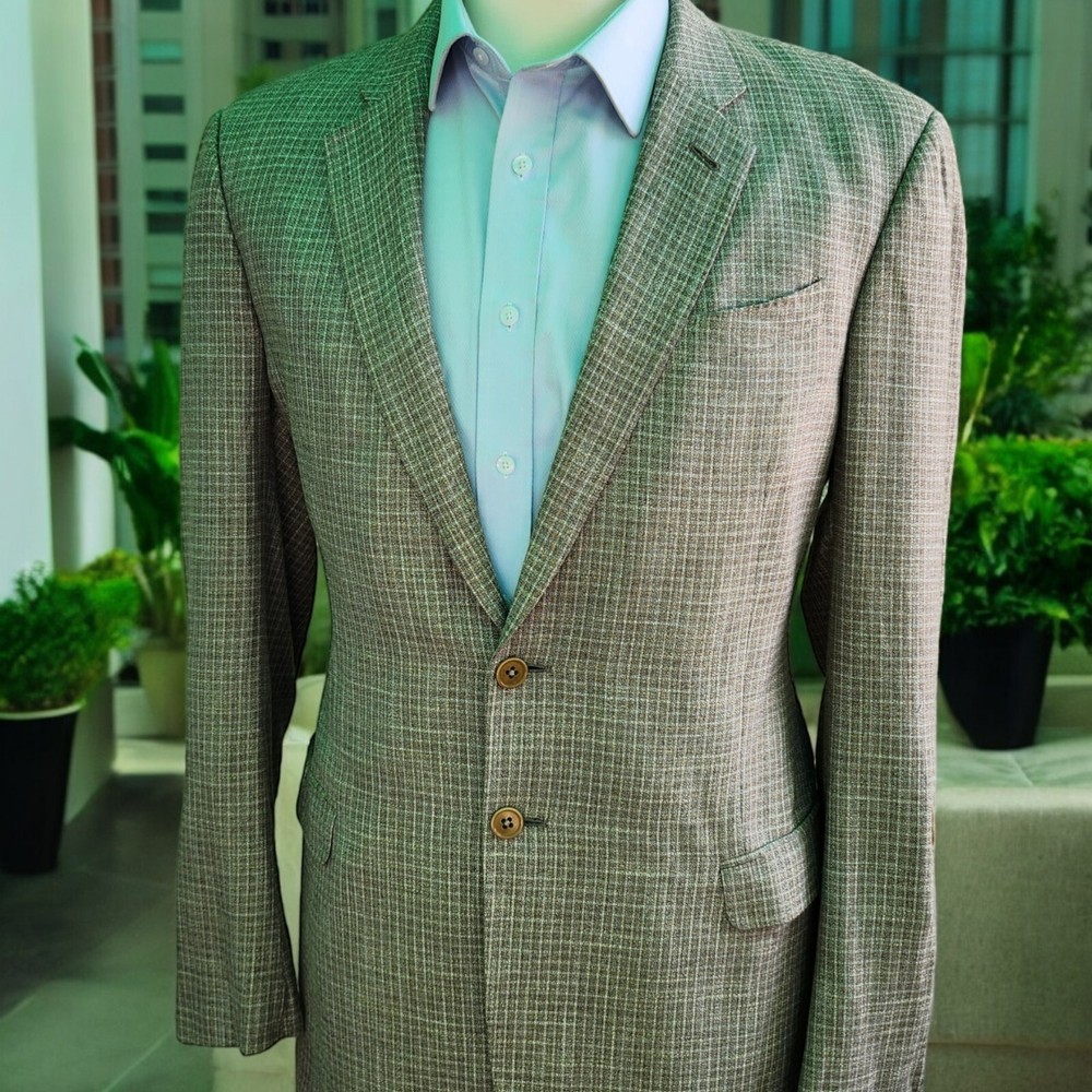 Armani Collezioni 42L Summer Blazer with Leather Elbow Pads in Viscose
