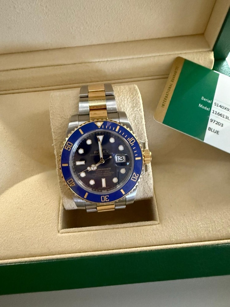 Rolex Submariner 116613LB Silver and Gold Oyster Bracelet with Blue Bezel