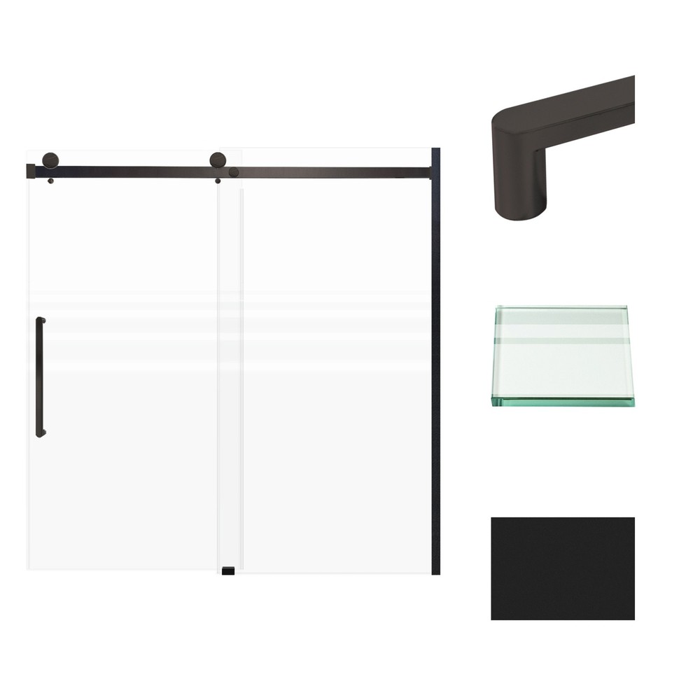 60-Inch Black Frameless Bypass Shower Door by Transolid MBDT606008FL-R