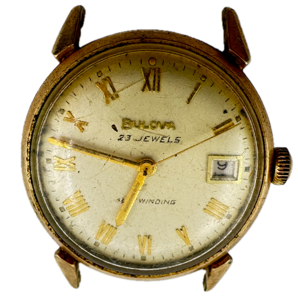 Vintage 1968 Bulova 2525 Automatic Men's Watch Roman Dial Date 10k RGP USA