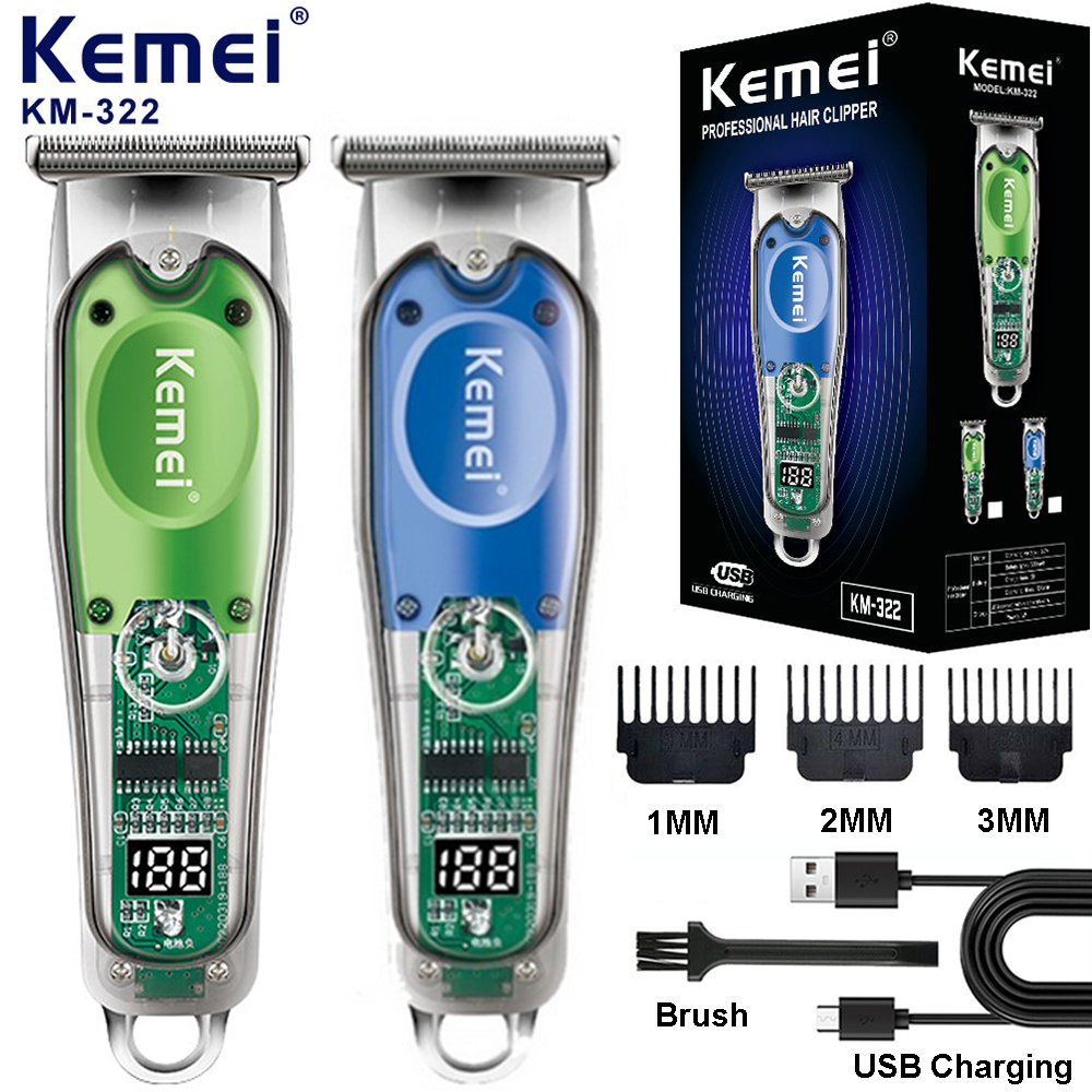Kemei BK1 Cordless USB Rechargeable LCD Hair Clipper R-Type Trimmer Kit