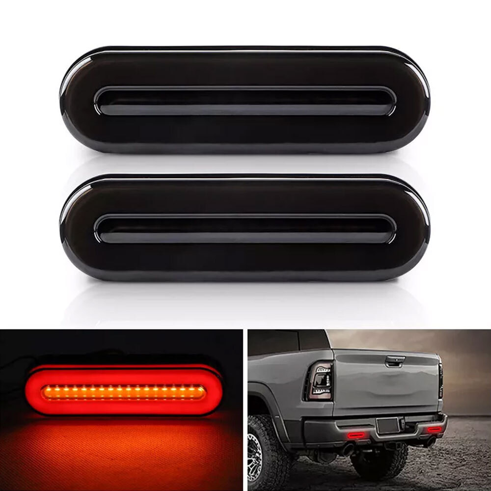 2Pcs Amber Red LED Sequential Turn Signal Brake Tail Lights  