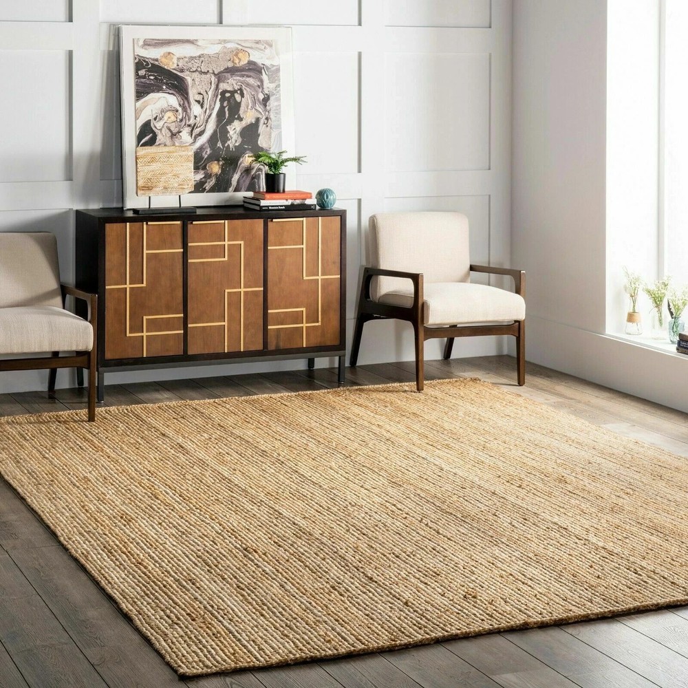 Hand Made Contemporary Natural Tan Braided Jute Area Rug