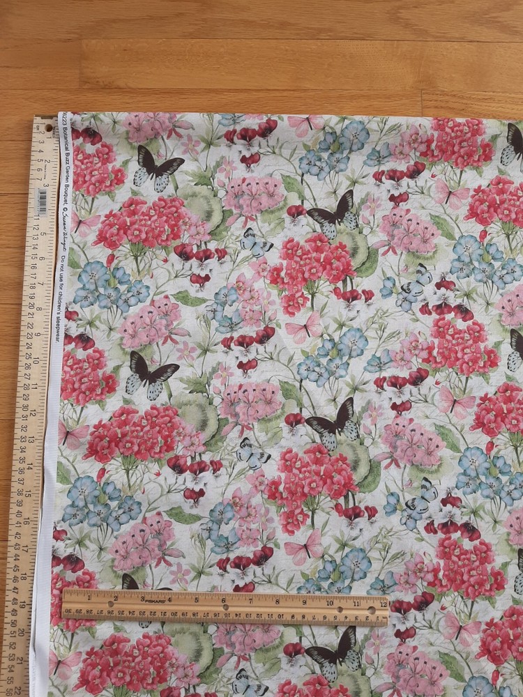 Botanical Blossoms Pink Blue Susan Winget  Cotton Quilt Fabric BTHY