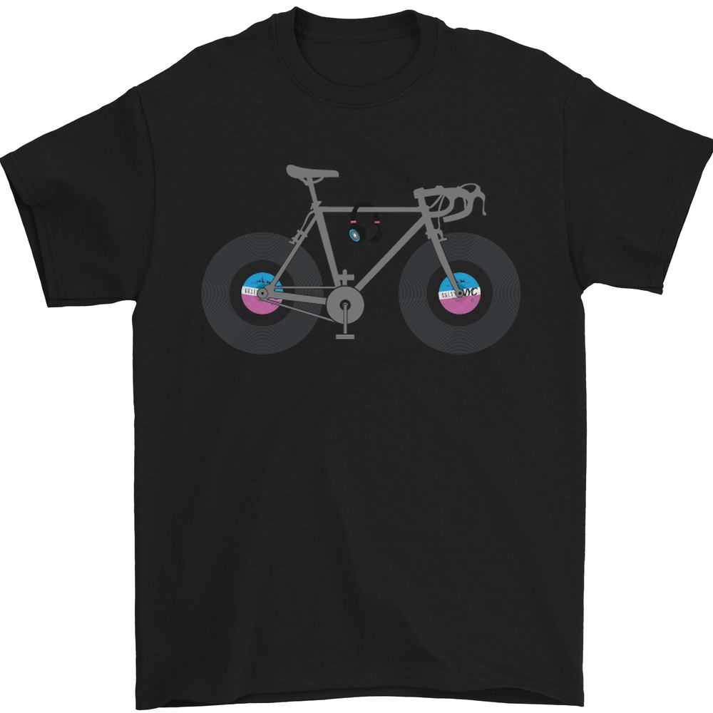 Funny Cyclist Bicycle Music Design 100% Cotton Mens T-Shirt for Bike Enthusiasts