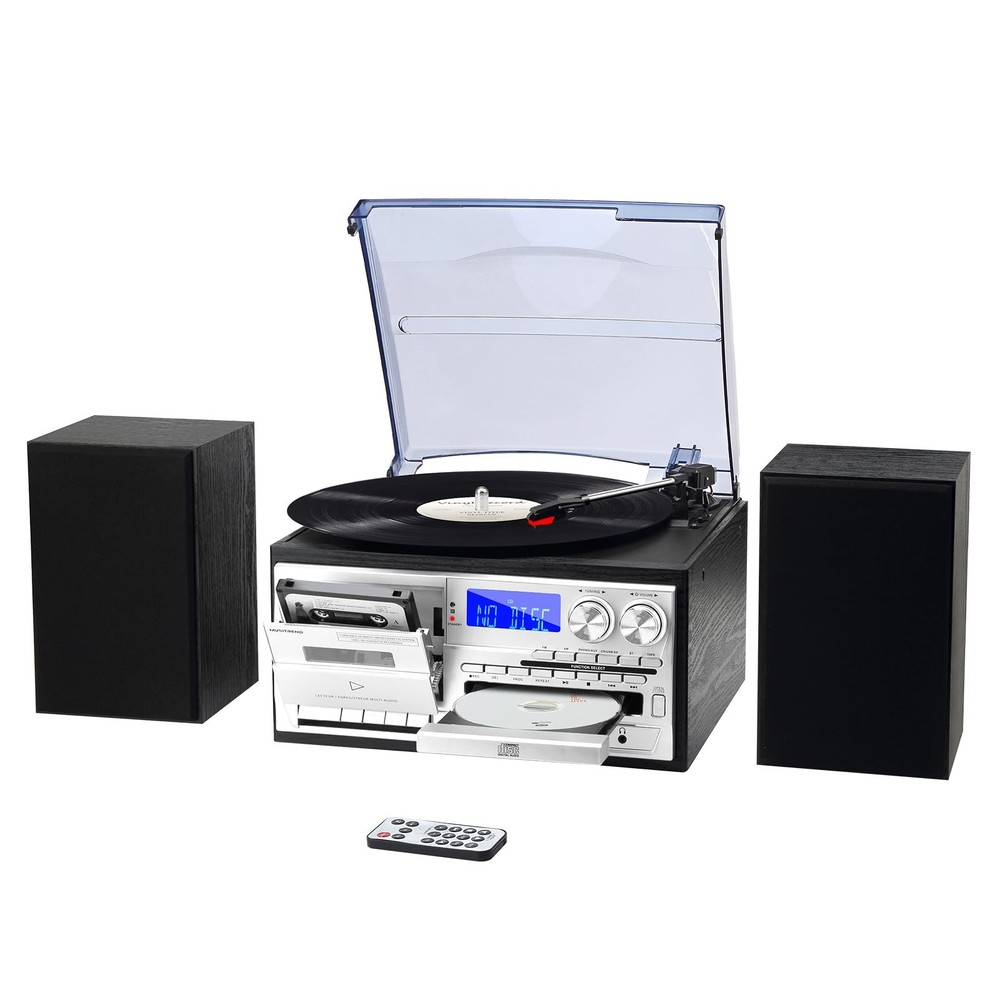MUSITREND 10 in 1 Record Player with External Speakers, 3 SpeedTurntable with...