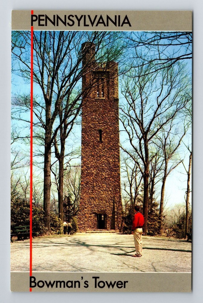 Bucks County PA-Pennsylvania, Scenic, Bowman's Tower, Vintage Postcard