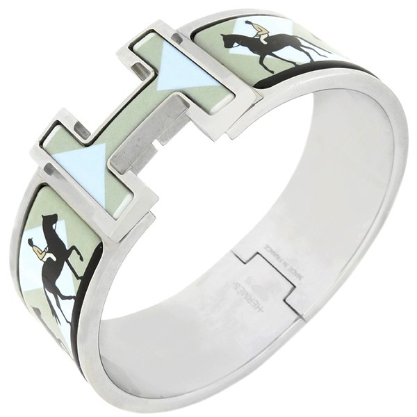 Hermes Clic Clac Gold Plated Blue H Horse Bracelet 220809