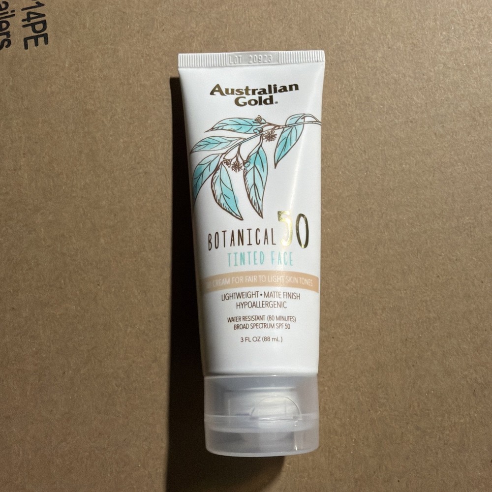 Australian Gold Botanical Tinted Face Sunscreen Lotion FAIR TO LIGHT 3oz - New