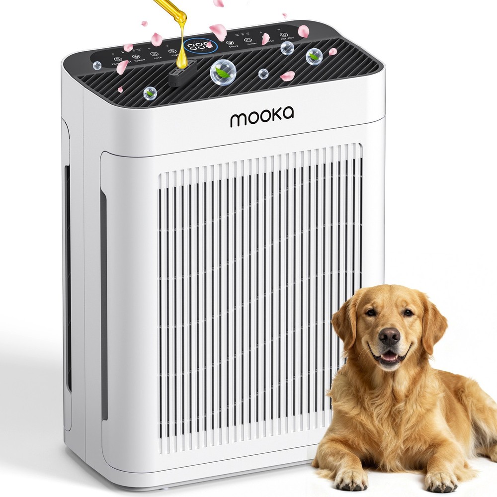 MOOKA Large Room Air Purifier H13 HEPA for Allergies Smoke Air Cleaner 400 m³/h