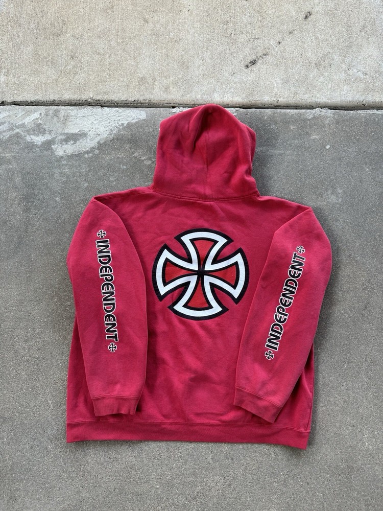 Vintage Red Independent Y2K Style Hoodie Size Large