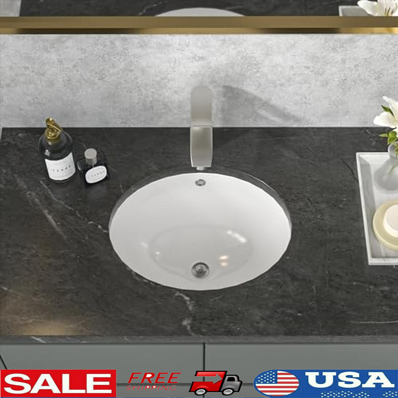 White Oval Ceramic Undermount Bathroom Vessel Sink Vanity Basin