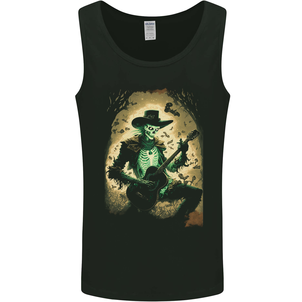 Cowboy Rock Skull Country Music Guitar Mens Vest Tank Top