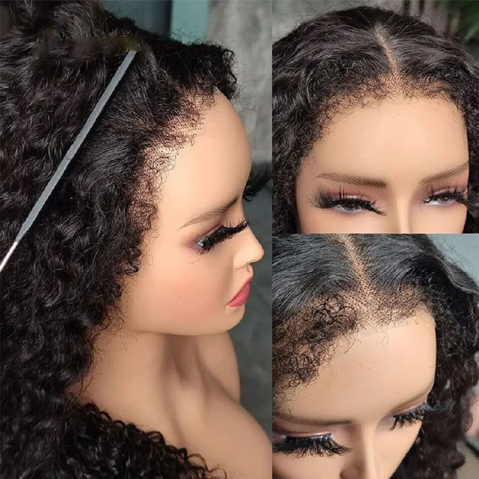 Kinky Curly Glueless Lace Front Wig with Baby Hair 4x4 Closure