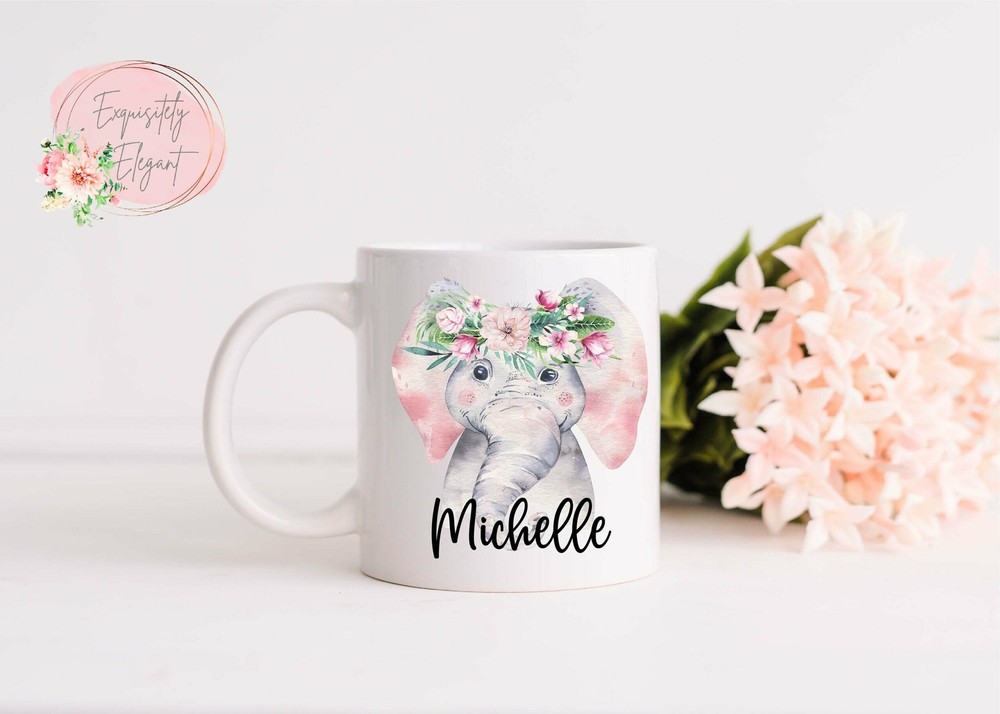 Personalised Elephant Mug Personalised Cup Animal Mug Cute Mug Custom Mug