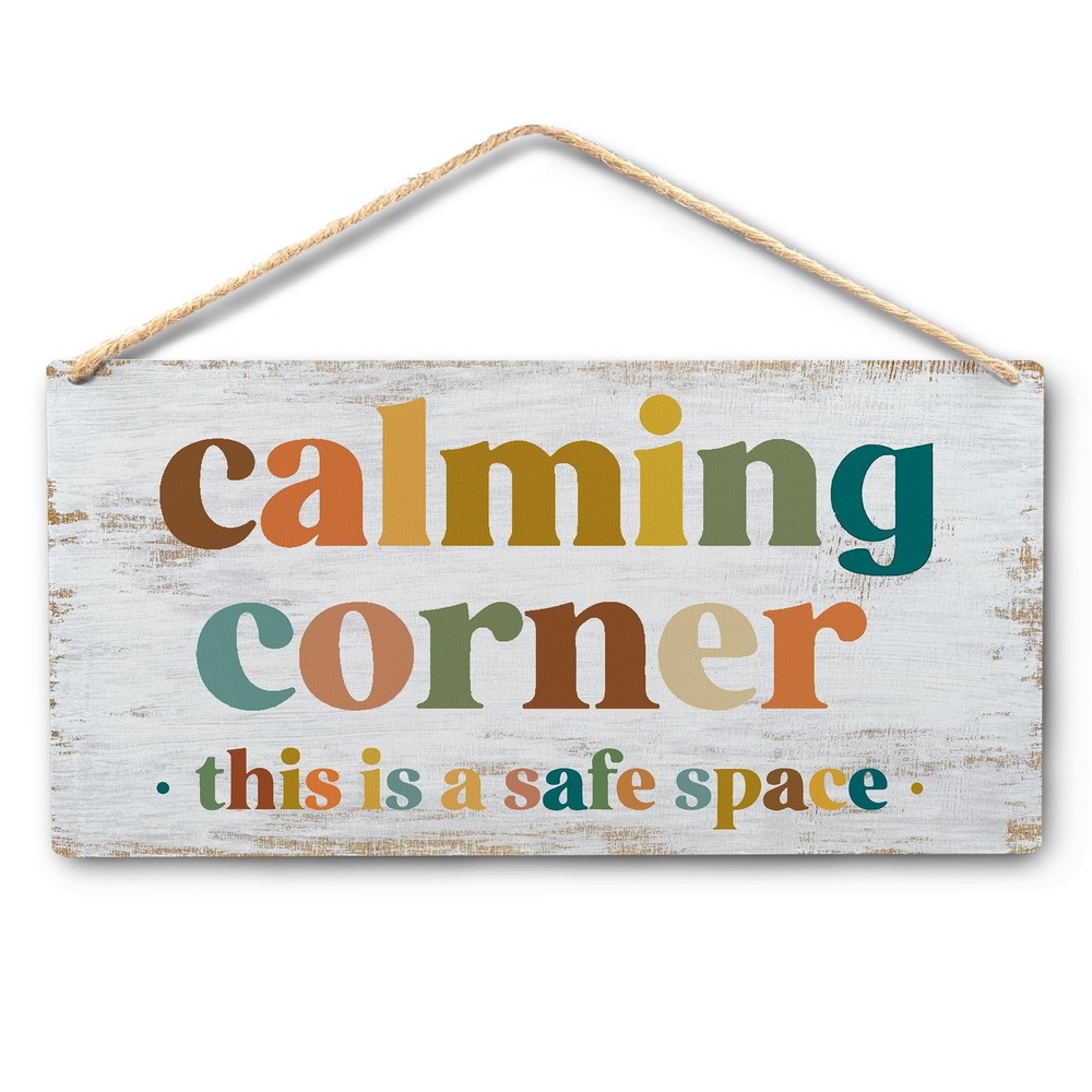 Calming Corner Hanging Wood Sign Plaque - Safe Space Classroom Decor, School ...