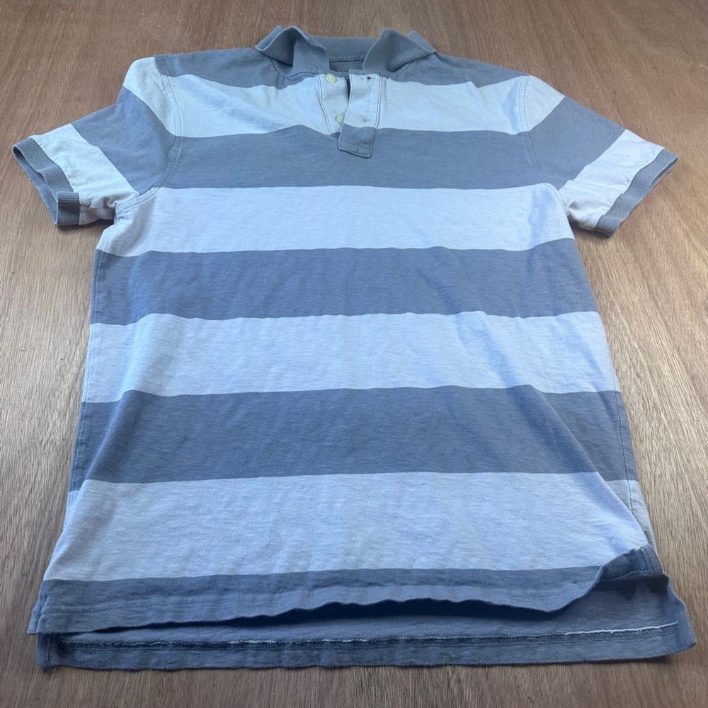 J.Crew Men’s Gray Striped Polo Shirt Short Sleeve Cotton Size Medium
