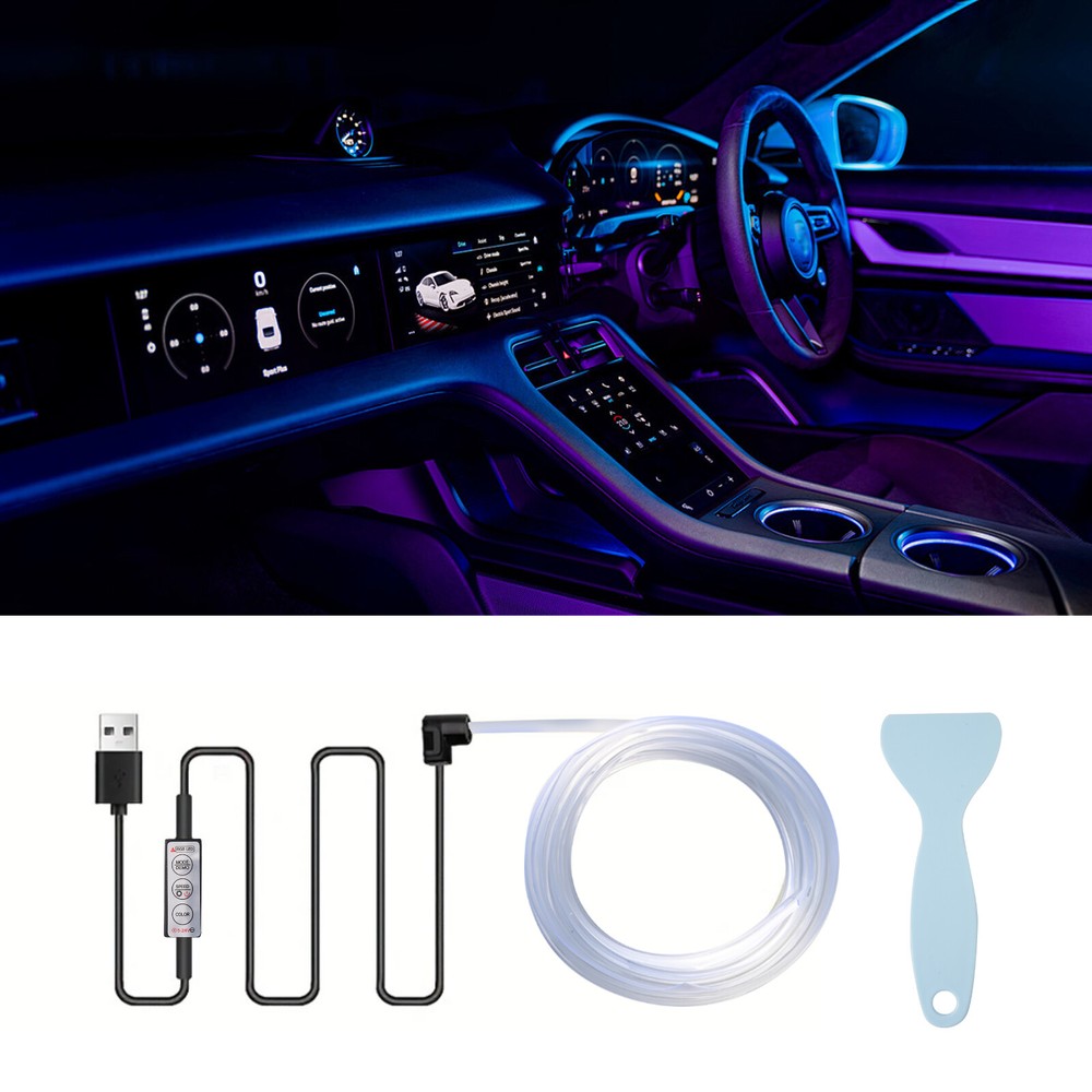 5M Car Interior Decorative Lamp 7Color RGB Neon Ambient Light Party Atmosphere.