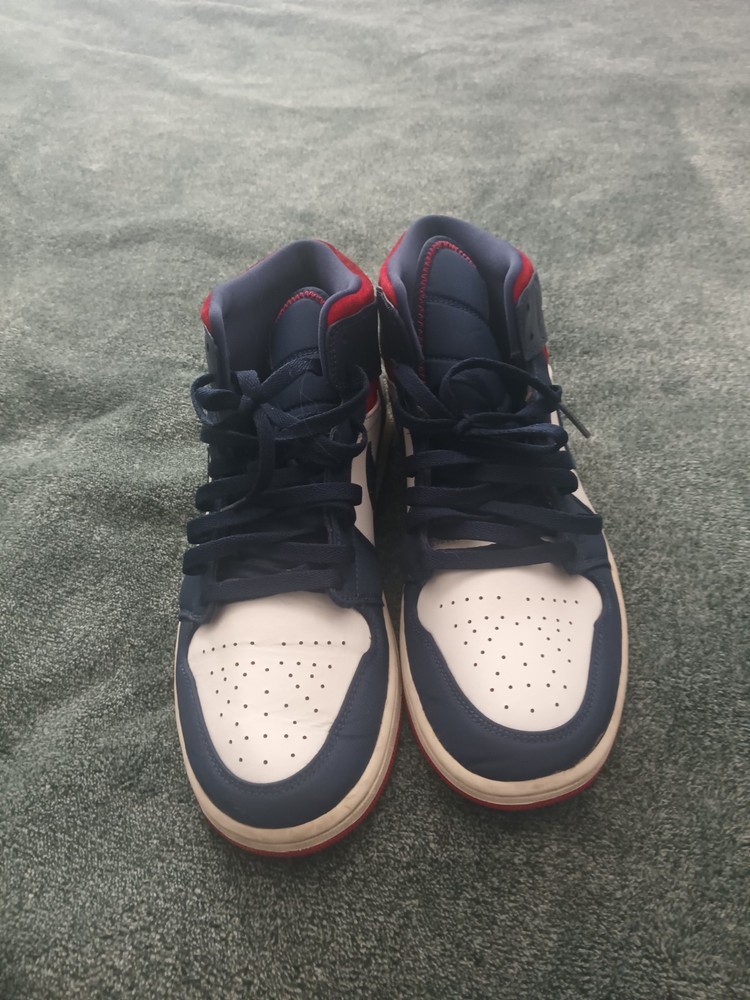 Nike Air Jordan 1 Mid SE Olympic USA Sneakers Blue/Red/White, Size 10.5