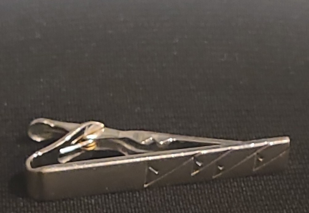 Swank Men's Vintage Tie Bar Clip Silvertone Signed