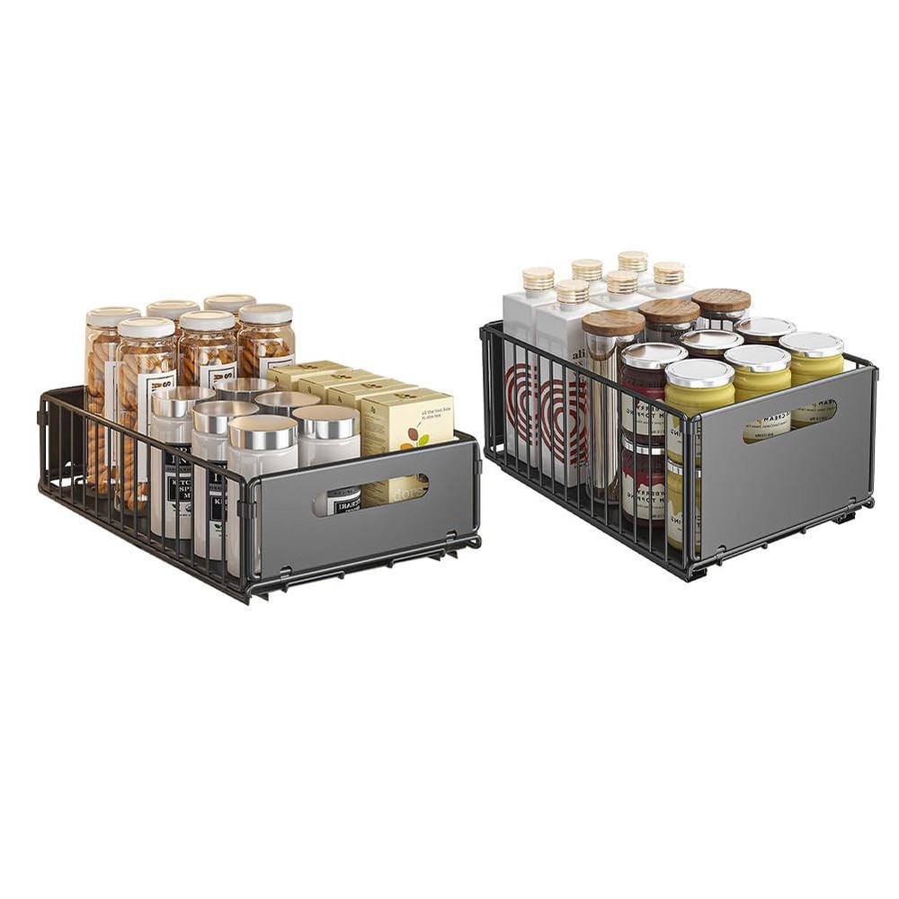 Slide Out Cabinet Organizer Pull Out Expandable Drawer Adjustable Extendable ...