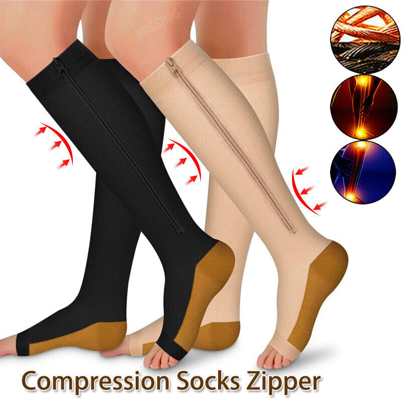 Medical Grade Open Toe Compression Socks 20-30mmHg Knee High Support Stockings