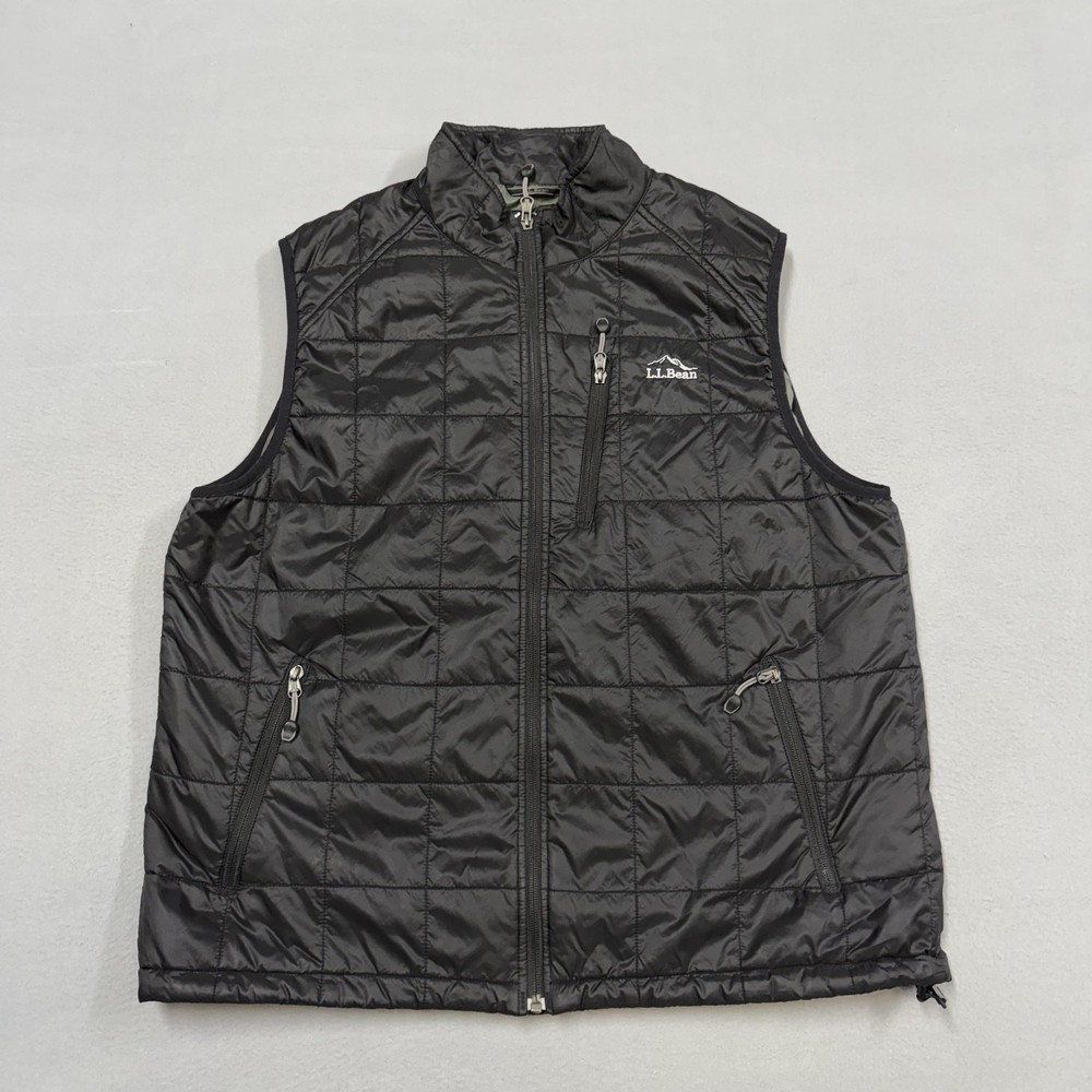 L.L. Bean Vest Mens XL Black Quilted Insulated Full Zip Outdoor Lightweight