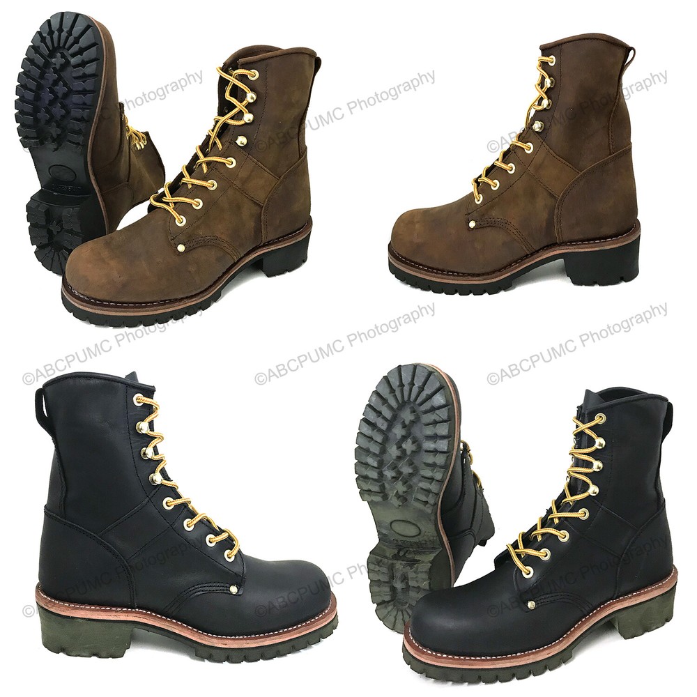 Brand New Men's Logger Boots Leather Good Year Welt Rugged Work Motorcycle Biker-image