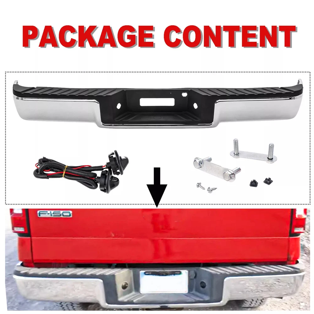 Step Bumper Assembly For 2004-2006 Ford F-150 W/o Holes Steel Chrome Styleside