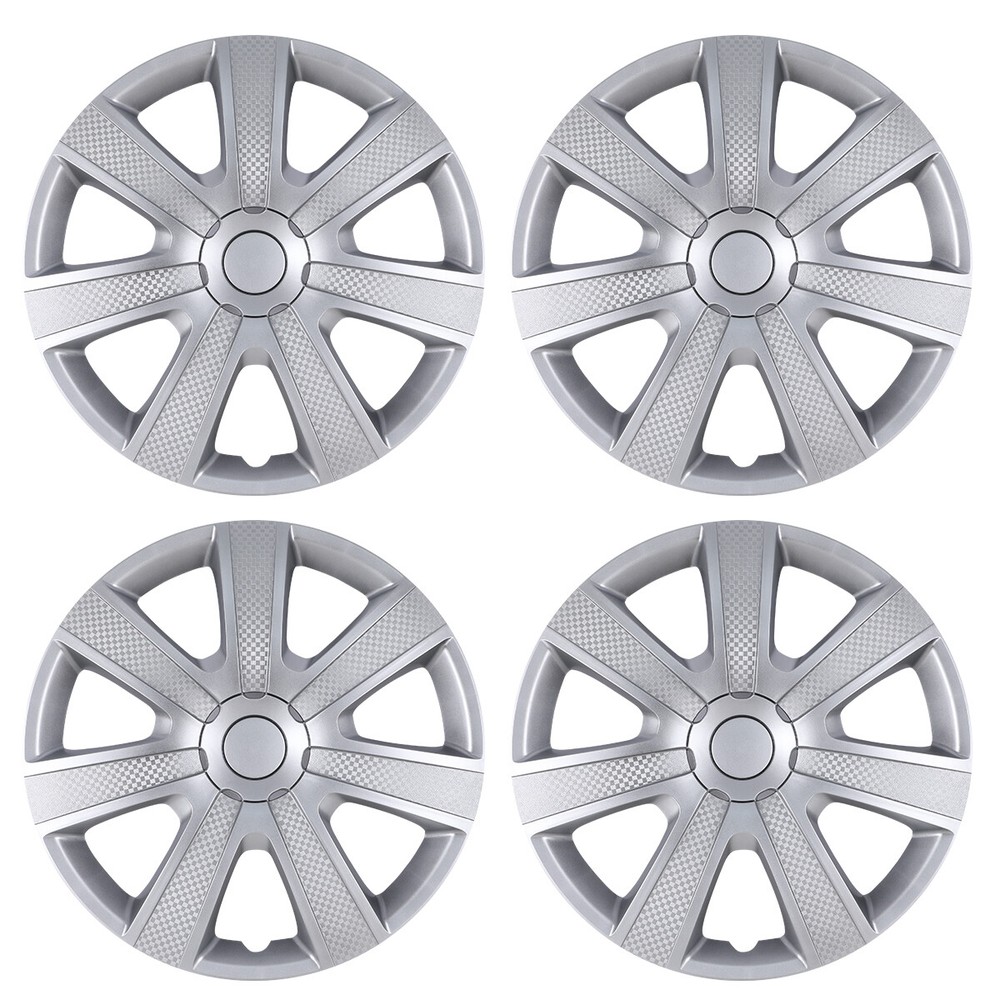 4PCS 14-Inch Universal ABS Silver Snap-On Hubcaps for Cars & Trucks