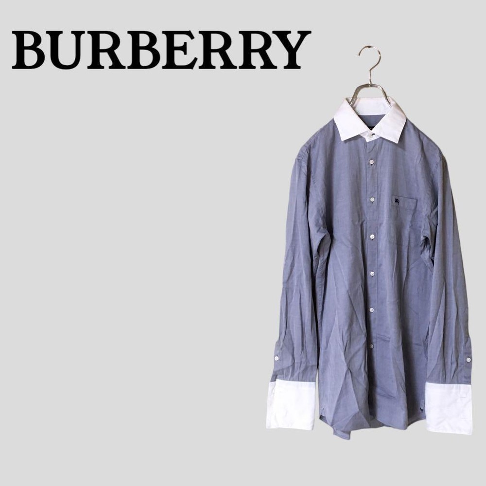 Burberry Black Label Long sleeve mens shirt size 38 one point 100% cotton simple