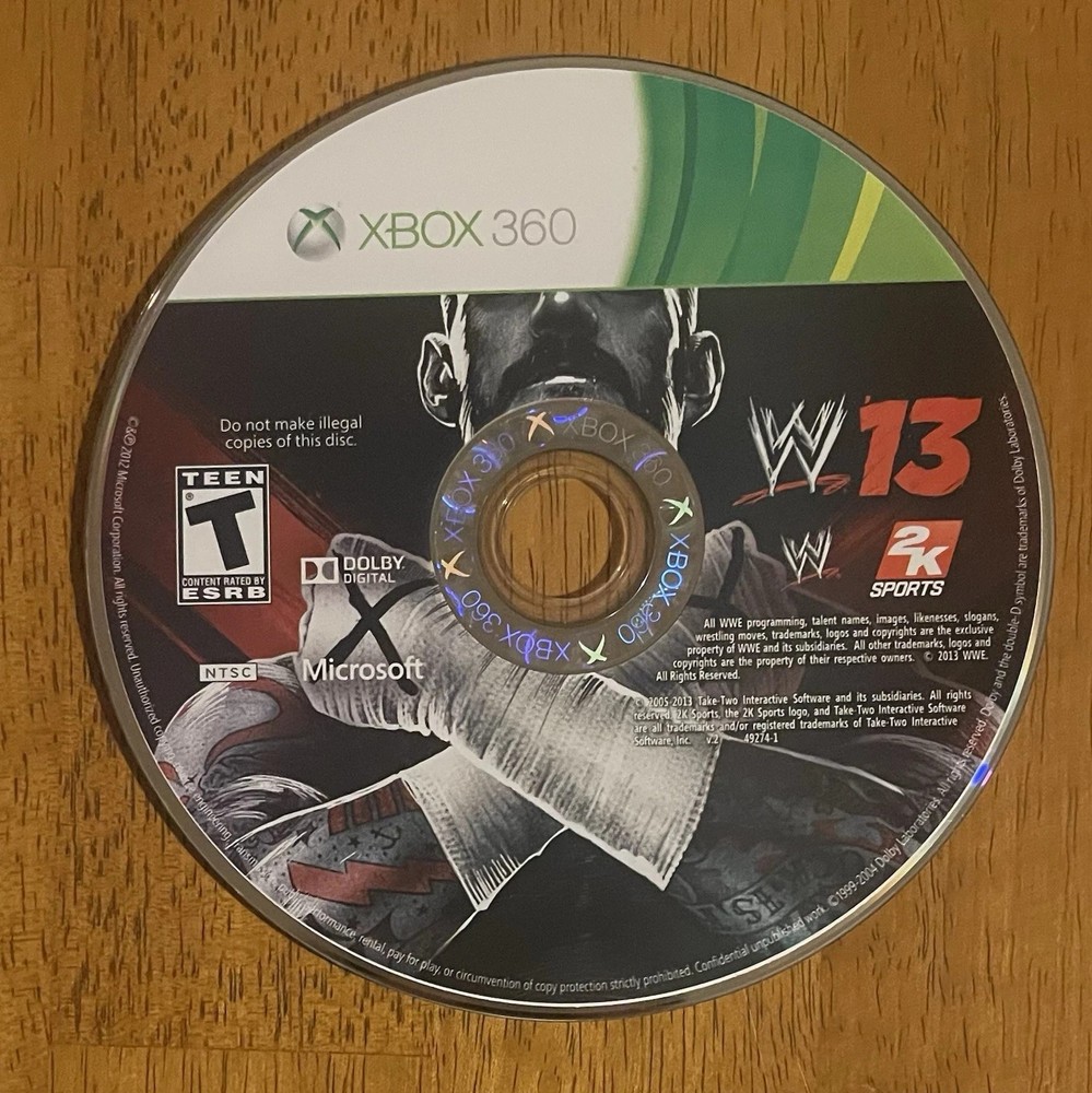 WWE '13 Microsoft Xbox 360 2012 Tested Disc Only Free Shipping