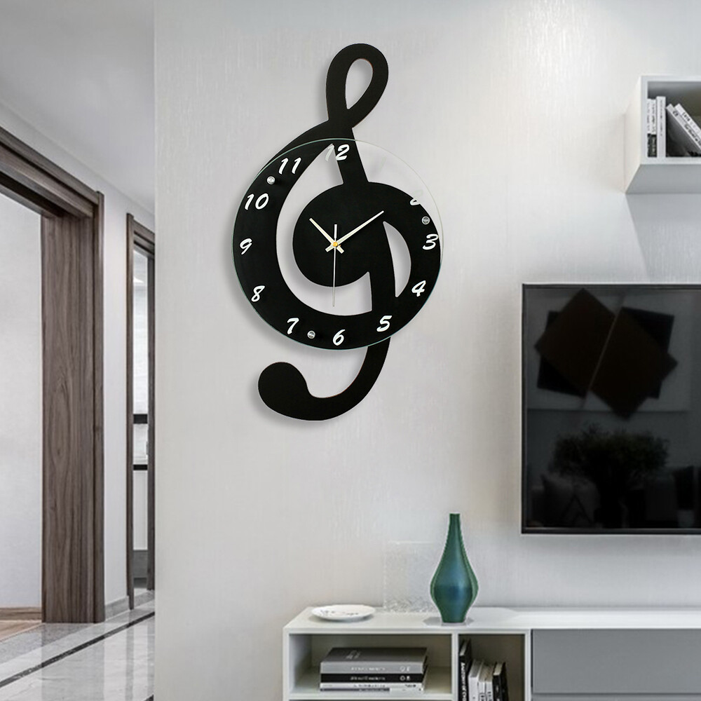 Silence Wall Watch Clock Musical Note Wall Clock Creative Office Home Decor USA
