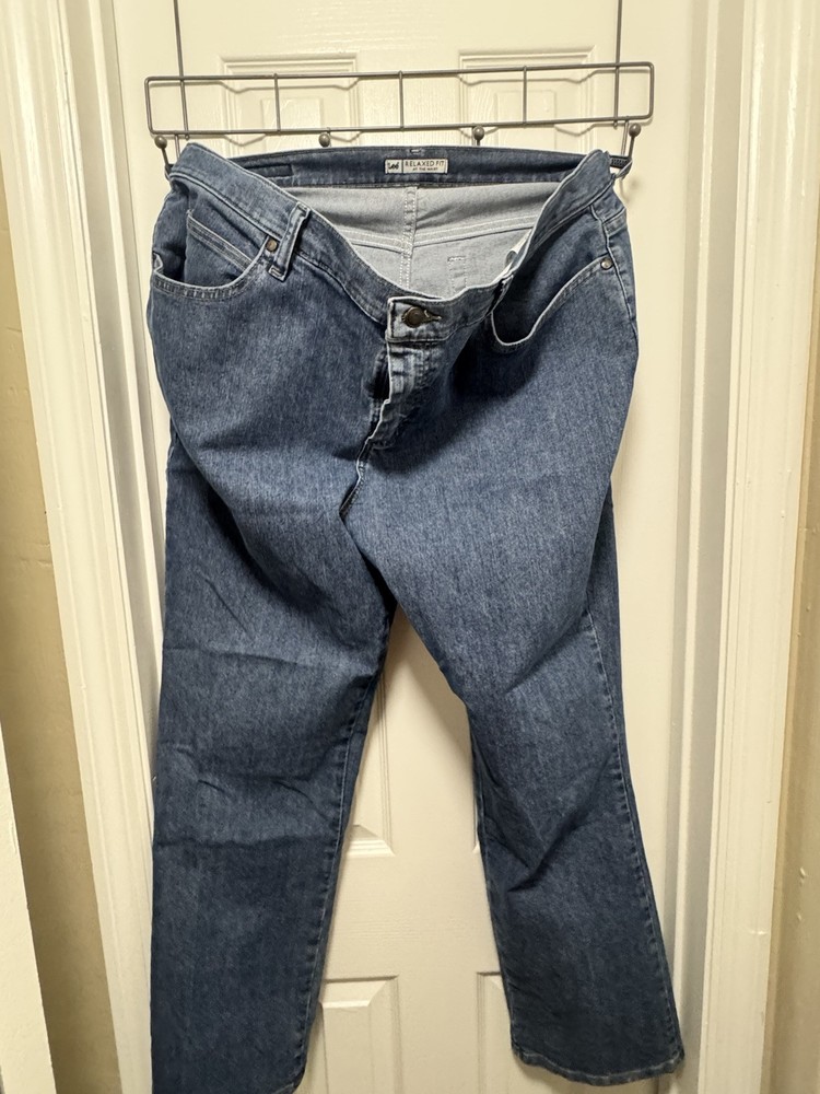 LEE Relaxed at the Waist Women's 16 M Medium Denim Straight Leg Stretch Jeans
